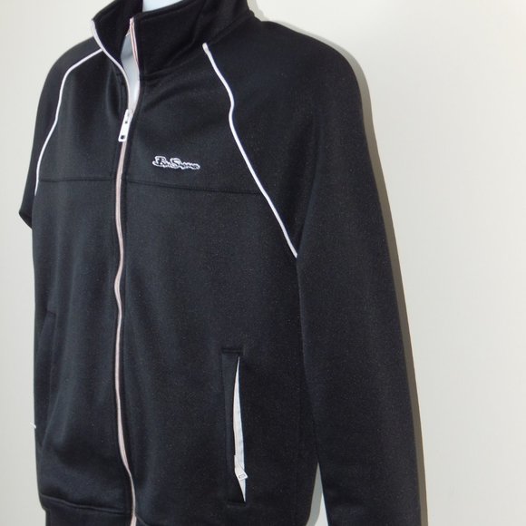 BEN SHERMAN ORIGINAL Full Zip COTTON Blend Track JACKET Black Raglan Sleeves NWT - Picture 7 of 8